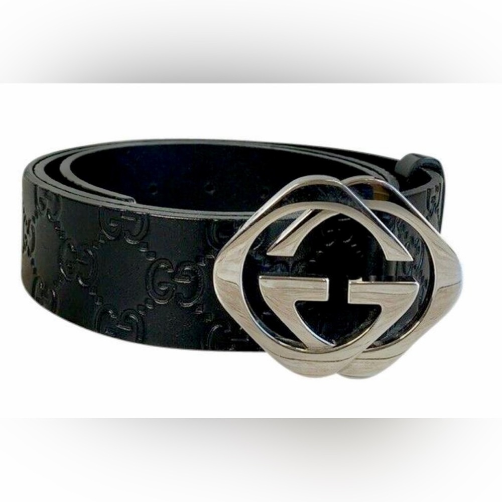 “Brand New” Gucci Black Square G Buckle Guccissima Leather Belt
